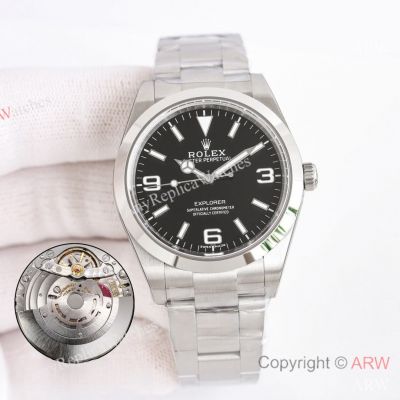 1:1 Clone Clean Factory Rolex Explorer 39mm Stainless Steel Black Dial Cal.3132